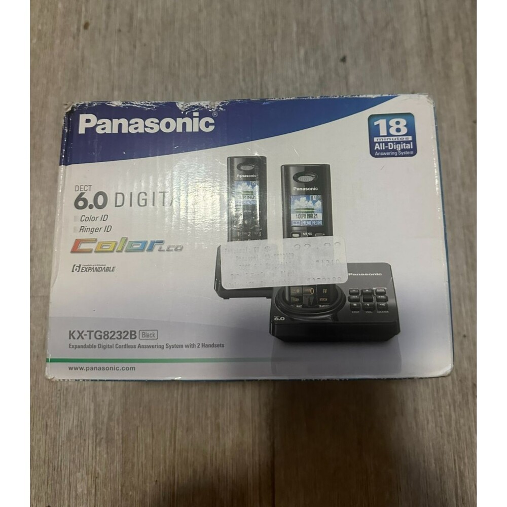 Panasonic KX-TG8232B DECT 6.0 Cordless Phone System 2 Handsets Color LCD NEW
